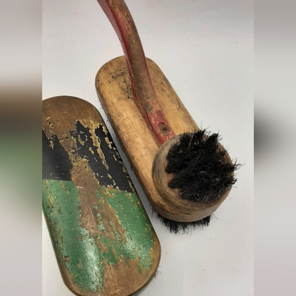 Antique Solid Wood Shoe Boot Cleaning Polishing Brush Made in Canada Set of 2 - Picture 4 of 5